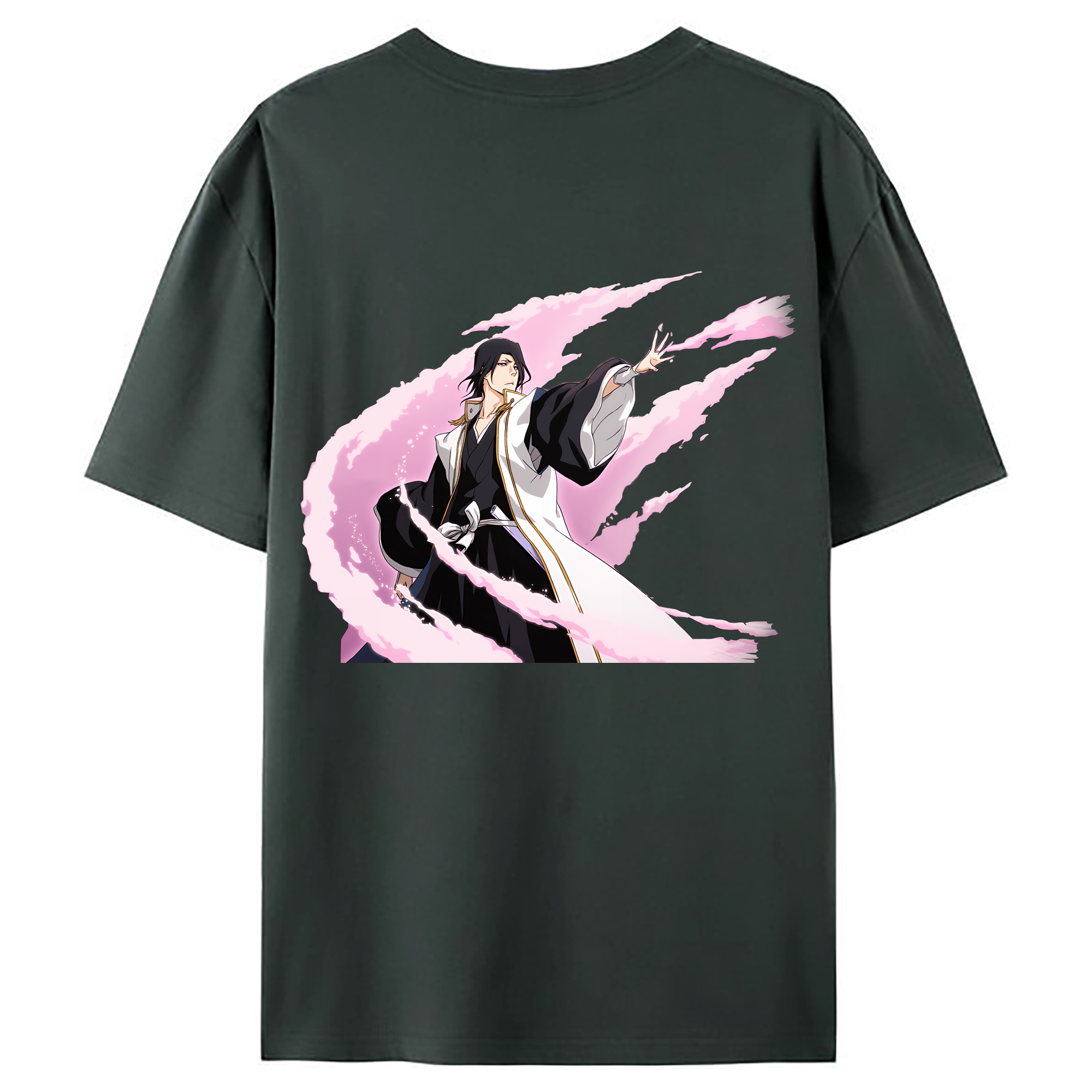（画像用） ブリーチ くちき びゃくや BLEACH Kuchiki Byakuya 綿100％ メンズ半袖Tシャツ（バックプリント） 通気性